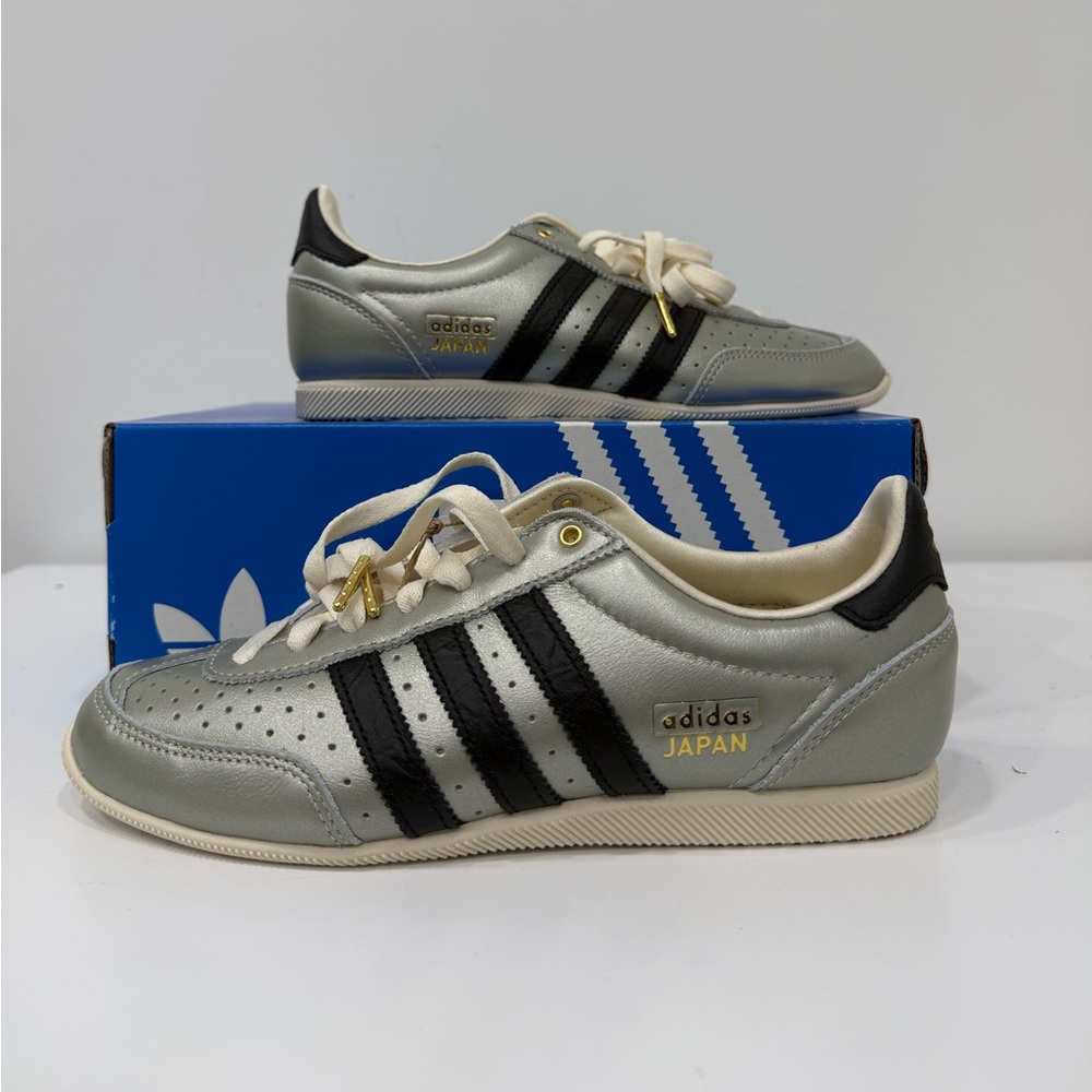 adidas Japan Metallic Silver Sneakers with Black Stripes